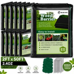 2FT X 50FT Weed Barrier Landscape Fabric, 2.4oz Heavy Duty Woven Ground Cover, Weed Control Mat for Garden Landscaping, Yard, Flower Bed and Farm
