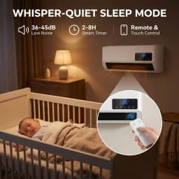 Wall Mounted Air Conditioner and Heater Combo, 1800W Ductless Portable AC Fan Unit, No Window Needed, 2-in-1 PTC Fast Heating & Natural Airflow for Bedroom, Garage, RV, Camper