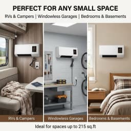 Wall Mounted Air Conditioner and Heater Combo, 1800W Ductless Portable AC Fan Unit, No Window Needed, 2-in-1 PTC Fast Heating & Natural Airflow for Bedroom, Garage, RV, Camper