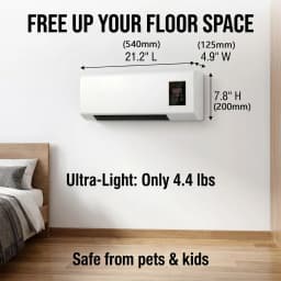 Wall Mounted Air Conditioner and Heater Combo, 1800W Ductless Portable AC Fan Unit, No Window Needed, 2-in-1 PTC Fast Heating & Natural Airflow for Bedroom, Garage, RV, Camper