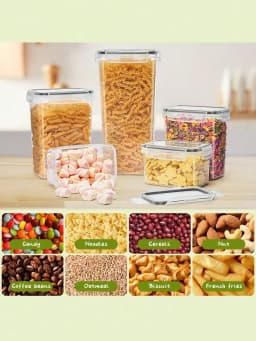 48pcs Airtight Food Storage Containers, Free Plastic Spaghetti Containers With Easy Lock Lids, For Kitchen Pantry Organization And Storage, Include LabelsHome Decor, Party Storage, Christmas Storage, New Year Storage