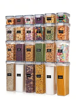 48pcs Airtight Food Storage Containers, Free Plastic Spaghetti Containers With Easy Lock Lids, For Kitchen Pantry Organization And Storage, Include LabelsHome Decor, Party Storage, Christmas Storage, New Year Storage