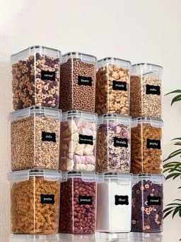 48pcs Airtight Food Storage Containers, Free Plastic Spaghetti Containers With Easy Lock Lids, For Kitchen Pantry Organization And Storage, Include LabelsHome Decor, Party Storage, Christmas Storage, New Year Storage