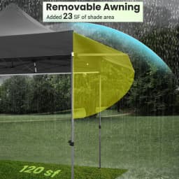 10x10FT Pop Up Canopy Tent Heavy Duty with Sidewalls, Outdoor Commercial Canopy with Awning, Waterproof&23 SF Extended Awning, Vendor Tent for Market, Party Events