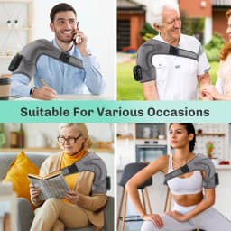 Cordless Shoulder Heating Pad, Shoulder Massager for Pain Relief Deep Tissue, Heated Shoulder Wrap with Heat and Massage for Men Women, Rotator Cuff Pain Heating Pad, Grey