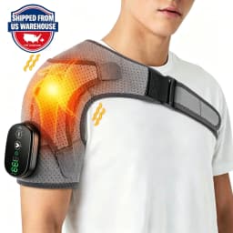Cordless Shoulder Heating Pad, Shoulder Massager for Pain Relief Deep Tissue, Heated Shoulder Wrap with Heat and Massage for Men Women, Rotator Cuff Pain Heating Pad, Grey