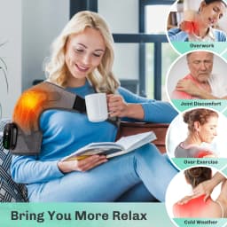 Cordless Shoulder Heating Pad, Shoulder Massager for Pain Relief Deep Tissue, Heated Shoulder Wrap with Heat and Massage for Men Women, Rotator Cuff Pain Heating Pad, Grey