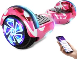 Scooter with Bluetooth Corlorful LED Lights, 6.5" Wheels, Dual 300W Motor Scooter for Kids Girls Boys Adults, All Ages