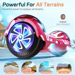 Scooter with Bluetooth Corlorful LED Lights, 6.5" Wheels, Dual 300W Motor Scooter for Kids Girls Boys Adults, All Ages