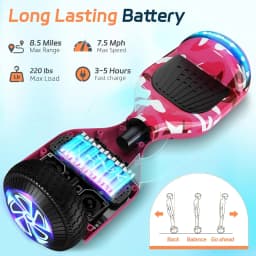 Scooter with Bluetooth Corlorful LED Lights, 6.5" Wheels, Dual 300W Motor Scooter for Kids Girls Boys Adults, All Ages