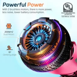 Scooter with Bluetooth Corlorful LED Lights, 6.5" Wheels, Dual 300W Motor Scooter for Kids Girls Boys Adults, All Ages