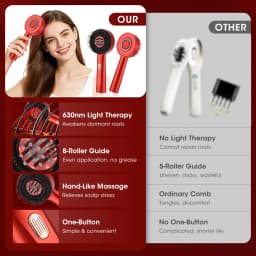 Electric Red Light Scalp Massage Comb, 3 Modes USB Rechargeable Hair Scalp Massager with 8 Roller Balls for Scalp Relaxation