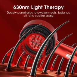 Electric Red Light Scalp Massage Comb, 3 Modes USB Rechargeable Hair Scalp Massager with 8 Roller Balls for Scalp Relaxation