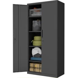 Metal Garage Storage Cabinet With 2 Doors And 4 Adjustable Shelves - 72"/70" Steel Lockable File Cabinet,Locking Tool Cabinets For Office,Home,Garage,Gym,School
