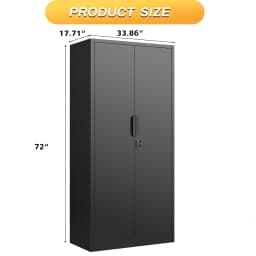 Metal Garage Storage Cabinet With 2 Doors And 4 Adjustable Shelves - 72"/70" Steel Lockable File Cabinet,Locking Tool Cabinets For Office,Home,Garage,Gym,School