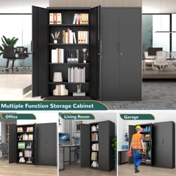 Metal Garage Storage Cabinet With 2 Doors And 4 Adjustable Shelves - 72"/70" Steel Lockable File Cabinet,Locking Tool Cabinets For Office,Home,Garage,Gym,School