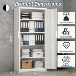 Metal Garage Storage Cabinet With 2 Doors And 4 Adjustable Shelves - 72"/70" Steel Lockable File Cabinet,Locking Tool Cabinets For Office,Home,Garage,Gym,School
