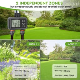 Insoma 2-Zone Sprinkler Timer Programmable Garden Hose Timer Water-Saving Irrigation Controller for Lawn Yard Drip Systems IPX5