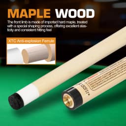 JOSSII W Series Pool Cue Sticks - Top Grade JMC Maple Shaft With 12.5mm Tip, Irish Line Wrap Grip With Traditional Decal Design Butt, 19-21oz Professional Billards Cue