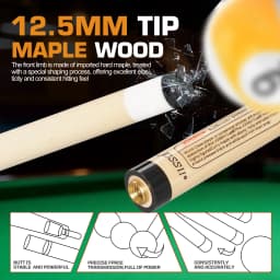 JOSSII W Series Pool Cue Sticks - Top Grade JMC Maple Shaft With 12.5mm Tip, Irish Line Wrap Grip With Traditional Decal Design Butt, 19-21oz Professional Billards Cue