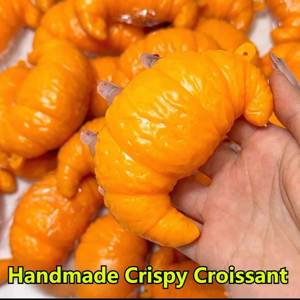 Handmade Crispy Croissant Squishy Toy Squeeze Toy Slow Rebound Stress Relief Soft Squeeze Anti-Anxiety Toy For Office Workers