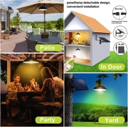 Intelamp Solar Pendant Lights Indoor Outdoor 4000mAh With Remote Day/Night Mode 16.4Ft Hanging Lighting For Barns Chicken Coop