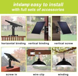 Intelamp Solar Pendant Lights Indoor Outdoor 4000mAh With Remote Day/Night Mode 16.4Ft Hanging Lighting For Barns Chicken Coop