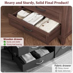 5 Dresser for Bedroom, 41.3 in Tall Vertical Drawer Dresser with Large Storage, Freestanding Wooden Closet Chest for Bedroom, Living Room