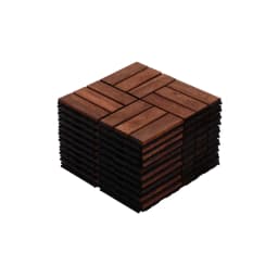 Acacia Wood Interlocking Deck Tiles Checker Pattern, 10PCS 12' X 12' Square Brown Acacia Hardwood Outdoor Flooring for Patio, Bancony, Pool Side,... RR