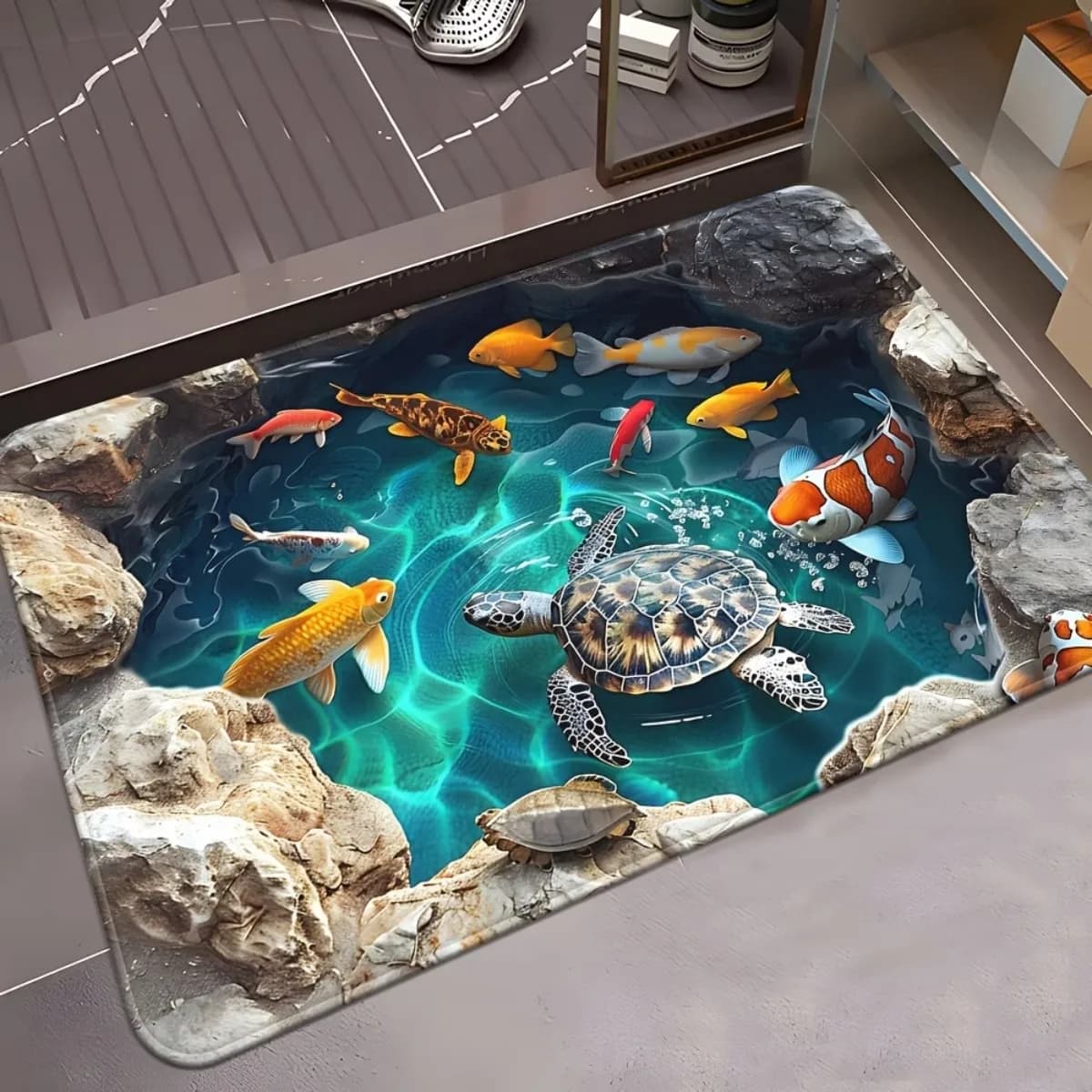 Multi Purpose Square Bathroom Mat Diatomaceous Earth Floor Rug Rubber Base Non Slip Absorbent Mat for Home