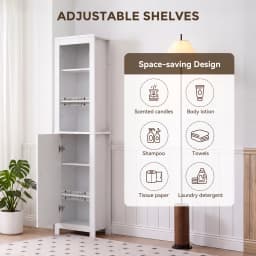 TinyNest Slim Storage Cabinets, Farmhouse Wooden Corner Floor Bathroom Cabinet With Adjustable Shelves & Doors, 66.1 inch Tall Rustic Narrow Toilet Paper Storage Holder, Closet Organizer For Small Spaces, Kitchen, Entryway, Living Room, Bedroom, Entryway