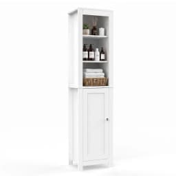 TinyNest Slim Storage Cabinets, Farmhouse Wooden Corner Floor Bathroom Cabinet With Adjustable Shelves & Doors, 66.1 inch Tall Rustic Narrow Toilet Paper Storage Holder, Closet Organizer For Small Spaces, Kitchen, Entryway, Living Room, Bedroom, Entryway