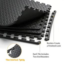Puzzle Exercise Mat ½ In, EVA Interlocking Foam Floor Tiles For Home Gym, Mat For Home Workout Equipment, Floor Padding For Crawling, Black, 20 In X 20 In X ½ In, 64 Sq Ft - 24 Tiles (24, Black)