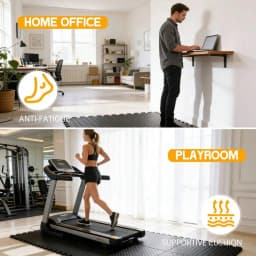Puzzle Exercise Mat ½ In, EVA Interlocking Foam Floor Tiles For Home Gym, Mat For Home Workout Equipment, Floor Padding For Crawling, Black, 20 In X 20 In X ½ In, 64 Sq Ft - 24 Tiles (24, Black)