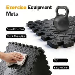 Puzzle Exercise Mat ½ In, EVA Interlocking Foam Floor Tiles For Home Gym, Mat For Home Workout Equipment, Floor Padding For Crawling, Black, 20 In X 20 In X ½ In, 64 Sq Ft - 24 Tiles (24, Black)
