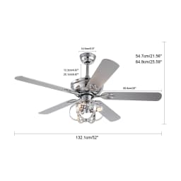 52-Inch Ceiling Fan with Light Remote Control Included Energy Efficient Reversible 3-Speed Motor Indoor Ceiling Fan Light Kit