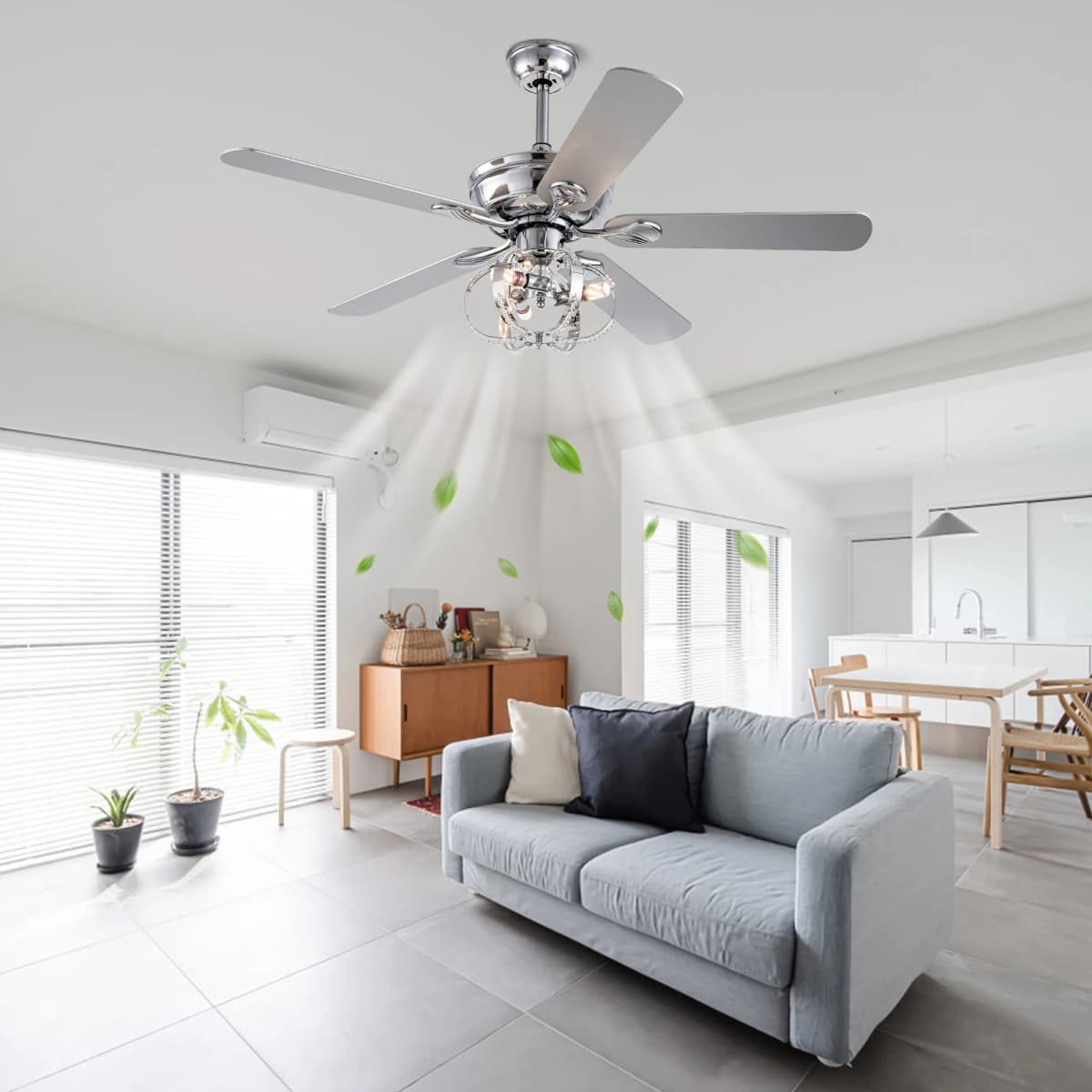 52-Inch Ceiling Fan with Light Remote Control Included Energy Efficient Reversible 3-Speed Motor Indoor Ceiling Fan Light Kit