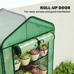 5 Tiers Mini Greenhouse w/ Screen Roof, Reinforced PE Cover, Green