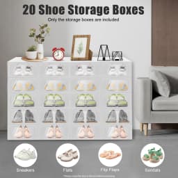 20‑Pack Stackable Transparent Shoe Storage Boxes Foldable Shoe Organizer Set for Men Women Shoes Clothing Closet Space‑Saving Storage Containers