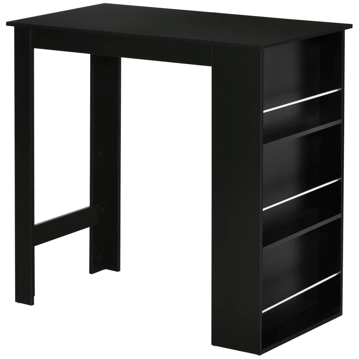Modern Bar Table Counter Height Dining Table with 3 Storage Shelves for Kitchen, Dining Room, Living Room, Black