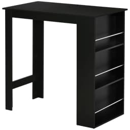 Modern Bar Table Counter Height Dining Table with 3 Storage Shelves for Kitchen, Dining Room, Living Room, Black