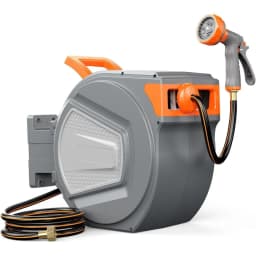 Auto Rewind Retractable Hose Reel, Wall Mounted with 180° Swivel, Multi-Function Spray Nozzle for Outdoor Watering,Garden hose reel, wall mounted hose reel, heavy-duty garden hose reel rack,Specially designed for easy and efficient gardening watering