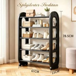 Cream Style 5-Tier Shoe Rack Easy Assembly Entryway Organizer For Small Space Bedroom Apartment