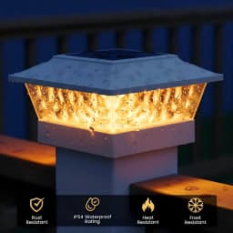 4/6/8 PacksSolar Post Cap Lights Outdoor LED, Warm White & Cool White Steady Dynamic Lighting Modes, IP65 Waterproof Solar Powered Fence Post Lights, Auto Dusk to Dawn, Fit 4x4 5x5 6x6 Wooden Vinyl Posts for Deck, Patio, Porch, Yard, Garden Decor