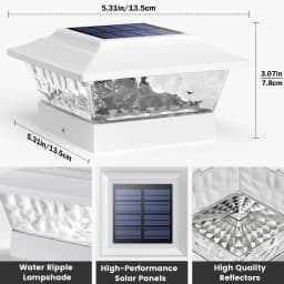 4/6/8 PacksSolar Post Cap Lights Outdoor LED, Warm White & Cool White Steady Dynamic Lighting Modes, IP65 Waterproof Solar Powered Fence Post Lights, Auto Dusk to Dawn, Fit 4x4 5x5 6x6 Wooden Vinyl Posts for Deck, Patio, Porch, Yard, Garden Decor
