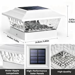4/6/8 PacksSolar Post Cap Lights Outdoor LED, Warm White & Cool White Steady Dynamic Lighting Modes, IP65 Waterproof Solar Powered Fence Post Lights, Auto Dusk to Dawn, Fit 4x4 5x5 6x6 Wooden Vinyl Posts for Deck, Patio, Porch, Yard, Garden Decor