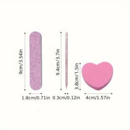 Glitter Nail Care Set - Nail Files, Buffing Crystal Stick, Heart-Shaped Sponge Blocks for Manicure and Pedicure