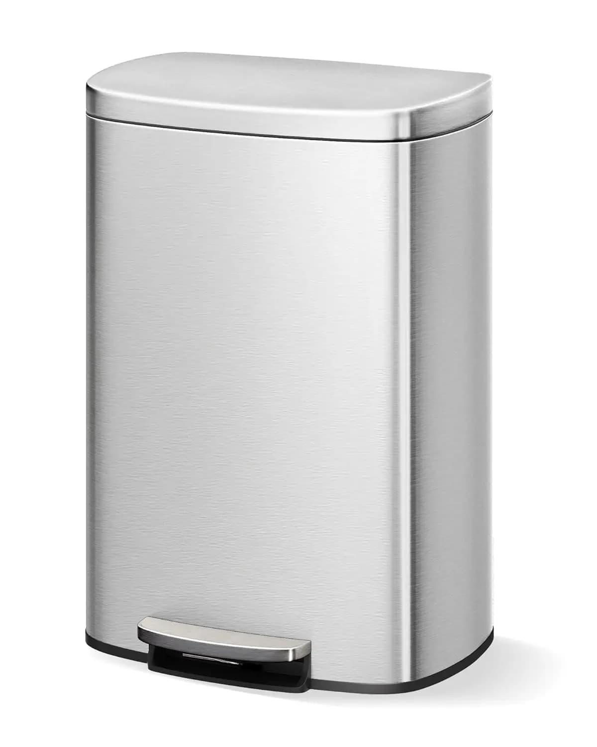 Tacleekii 13 Gal / 50 L Stainless Steel Kitchen Trash Can Rustproof Step-on Garbage Can with Soft Close Lid, Liner Rim, Rear Handle, Metal Garbage Bin