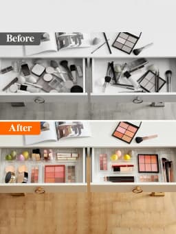 8/25PCS Clear Plastic Drawer Organizers Set, 4-Size Versatile Storage Bins for Makeup, Bathroom, Kitchen & Office, Vanity Drawer Organizer Trays