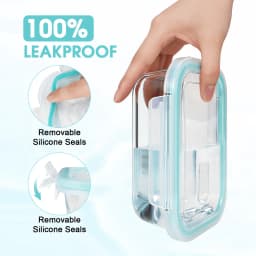 24 Pcs Glass Food Storage Containers Set Modern Clear Borosilicate Glass Meal Prep Containers Airtight Leakproof Teal Locking Lids Microwave Oven Safe Bento Box Bins For Kitchen Pantry Office Picnic Housewarming Gift